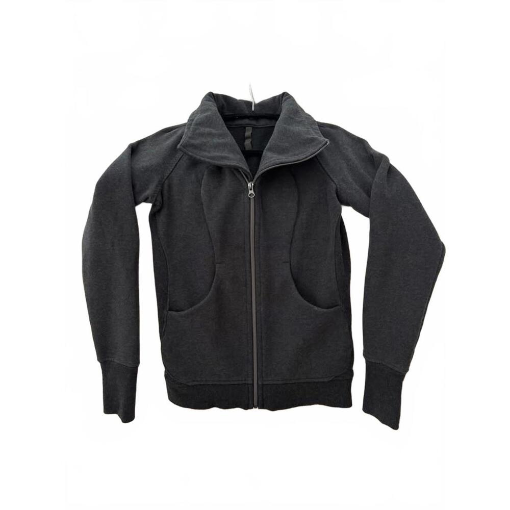 Women's Black Zip-Up Jacket with Unique Collar Design